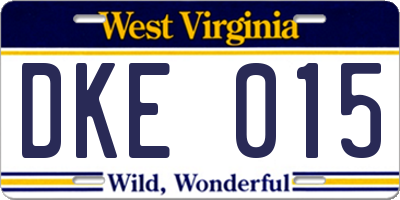 WV license plate DKE015