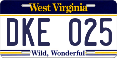 WV license plate DKE025