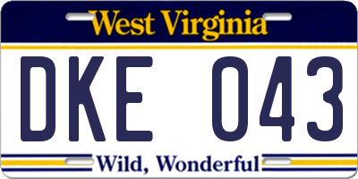 WV license plate DKE043