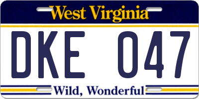 WV license plate DKE047