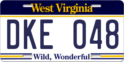 WV license plate DKE048