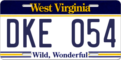 WV license plate DKE054