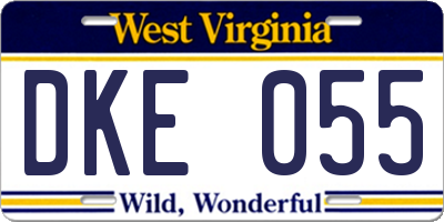 WV license plate DKE055