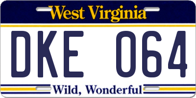 WV license plate DKE064