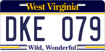 WV license plate DKE079