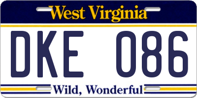 WV license plate DKE086