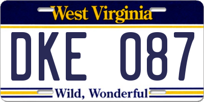 WV license plate DKE087