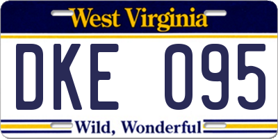 WV license plate DKE095