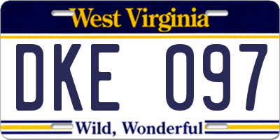 WV license plate DKE097