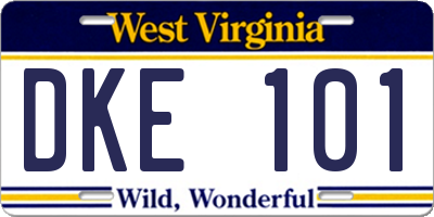 WV license plate DKE101