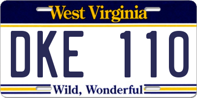 WV license plate DKE110