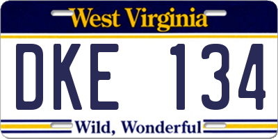 WV license plate DKE134
