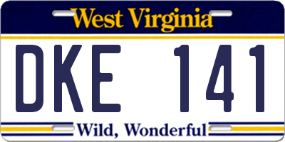 WV license plate DKE141