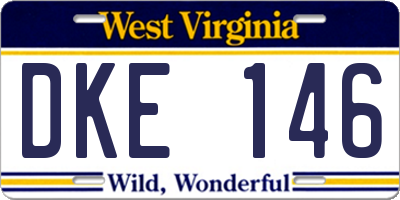 WV license plate DKE146