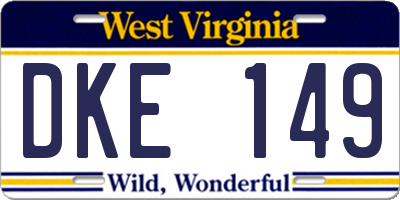 WV license plate DKE149