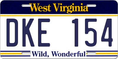 WV license plate DKE154