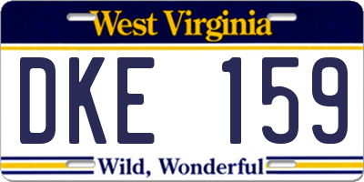 WV license plate DKE159