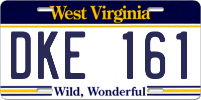 WV license plate DKE161