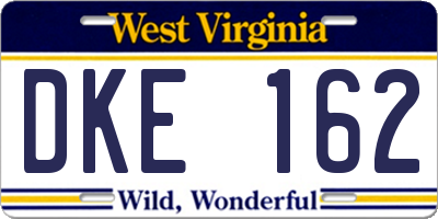 WV license plate DKE162