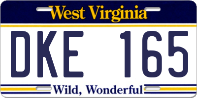 WV license plate DKE165