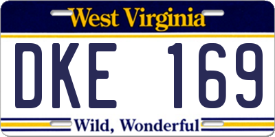 WV license plate DKE169