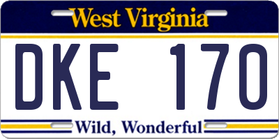 WV license plate DKE170