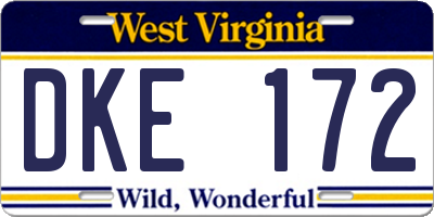 WV license plate DKE172