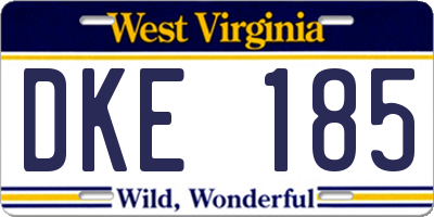 WV license plate DKE185