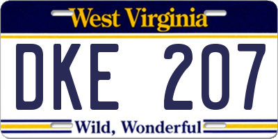 WV license plate DKE207