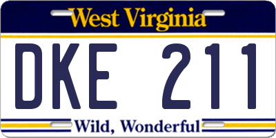 WV license plate DKE211