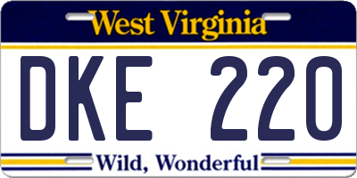 WV license plate DKE220