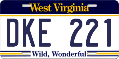 WV license plate DKE221