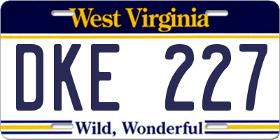 WV license plate DKE227