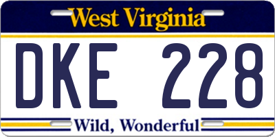 WV license plate DKE228
