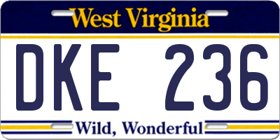 WV license plate DKE236
