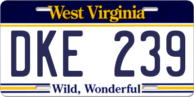 WV license plate DKE239
