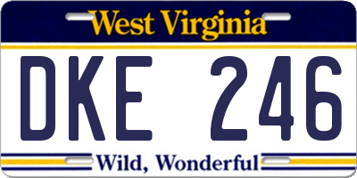 WV license plate DKE246