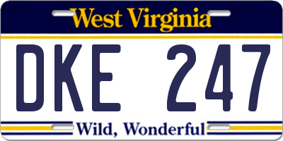 WV license plate DKE247
