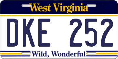 WV license plate DKE252