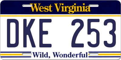 WV license plate DKE253