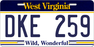 WV license plate DKE259