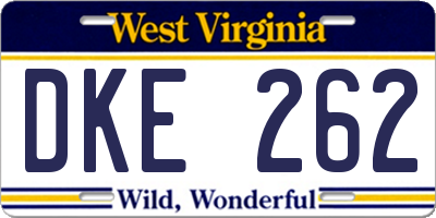 WV license plate DKE262