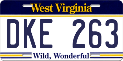 WV license plate DKE263