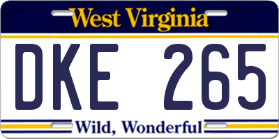 WV license plate DKE265