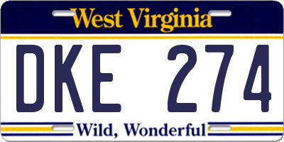 WV license plate DKE274