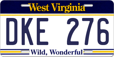 WV license plate DKE276