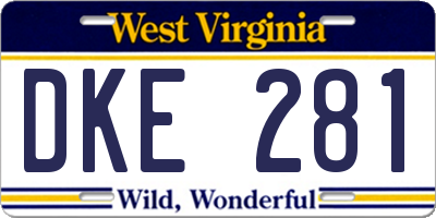 WV license plate DKE281
