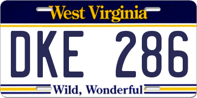 WV license plate DKE286