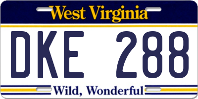 WV license plate DKE288