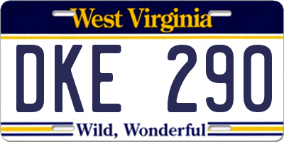 WV license plate DKE290